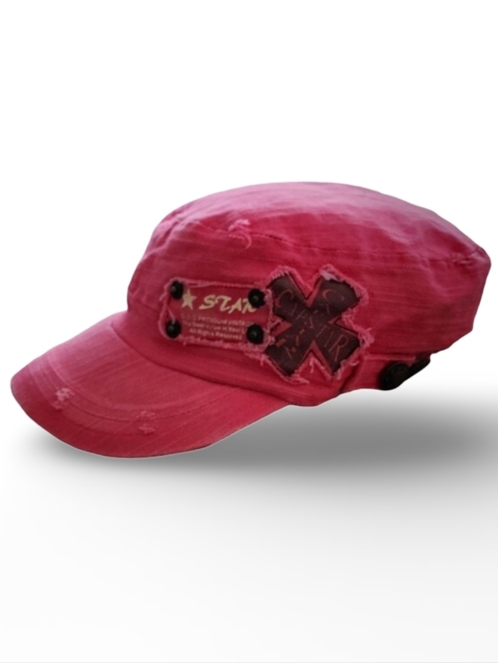 Cheveaux Girl's Pink Denim‎ Distressed Painter's Cap
